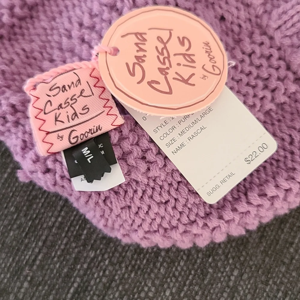 Goorin Bros Cableknit Crochet Soft Small Brim Beanie Hat Kids Girls M L